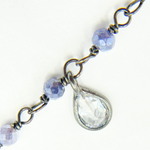 Load image into Gallery viewer, Coated Blue Moonstone & CZ Dangle Oxidized Wire Chain