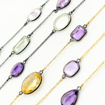 Load image into Gallery viewer, Multi Gemstone Organic Shape Connected Wire Chain.