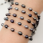 Load image into Gallery viewer, Peacock Pearl Oval Shape Sterling Silver Wire Chain