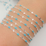 Load image into Gallery viewer, Sterling Silver Turquoise Color Enamel Marina Link Chain