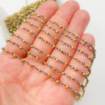 Load image into Gallery viewer, Black Rhodium Sterling Silver and Gold Pyrite Wire Wrapped Beads Chain
