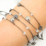 Load image into Gallery viewer, Moonstone and Dangle Disc Oxidized Wire Chain.