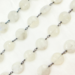 Load image into Gallery viewer, White Moonstone Coin Shape Oxidized Wire Chain.