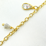 Load image into Gallery viewer, Coated Labradorite Drop & CZ Pear Shape Dangle Gold Plated Wire Chain.