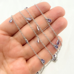 Load image into Gallery viewer, Purple Color Cubic Zirconia Pear Shape Dangle Chain