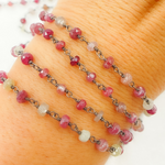 Load image into Gallery viewer, Multi Sapphire Pink Oxidized Wire Chain. MSA10