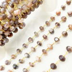 Load image into Gallery viewer, Coated Taupe Moonstone Gold Plated Wire Chain.