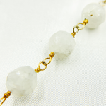 Load image into Gallery viewer, White Rainbow Moonstone Gold Plated Wire Chain. MS54