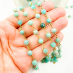 Load image into Gallery viewer, Amazonite Round Gold Plated Wire Chain
