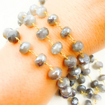 Load image into Gallery viewer, Coated Grey Moonstone Gold Plated Wire Chain