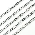 Load image into Gallery viewer, V141BR. Black Rhodium Sterling Silver Diamond Cut & Smooth Paper Clip Chain