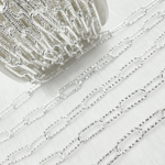Load image into Gallery viewer, 925 Sterling Silver Paperclip Diamond Cut Link Chain.