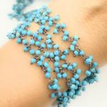 Load image into Gallery viewer, Turquoise Cluster Dangle 3.5mm Oxidized Wire Chain.