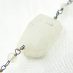 Load image into Gallery viewer, White Moonstone Fancy Oxidized Wire Chain.