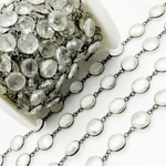 Load image into Gallery viewer, Crystal Round Shape Bezel Oxidized Wire Chain