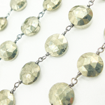 Load image into Gallery viewer, Pyrite Coin Shape Oxidized Wire Chain.