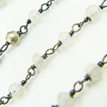 Load image into Gallery viewer, Moonstone & Pyrite Oxidized Wire Chain.