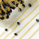 Load image into Gallery viewer, Black Spinel Double Gold Plated Connected Wire Chain.