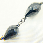 Load image into Gallery viewer, Black Spinel Pear Shape Oxidized Wire Chain