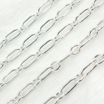 Load image into Gallery viewer, 925 Sterling Silver Hollow Smooth Paperclip Long & Short Link Chain.
