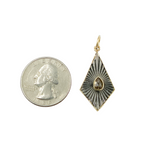 Load image into Gallery viewer, 925 Sterling Silver Black Rhodium with Diamonds Diamond Shape Charm.