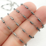 Load image into Gallery viewer, Oxidized Sterling Silver Fancy Tube Link Chain