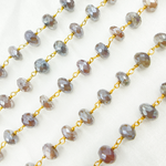 Load image into Gallery viewer, Coated Taupe Moonstone Gold Plated Wire Chain. CMS80