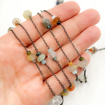 Load image into Gallery viewer, Multi Gemstone Oxidized Connected Wire Chain.