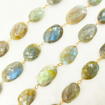 Load image into Gallery viewer, Labradorite Oval Shape Gold Plated Wire Chain