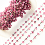 Load image into Gallery viewer, Pink Tourmaline Oxidized Wire Chain.