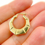 Load image into Gallery viewer, 14K Solid Gold Hexagon Hoop