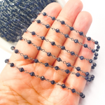 Load image into Gallery viewer, Blue Sun Stone Black Rhodium 925 Sterling Silver Wire Chain