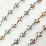 Load image into Gallery viewer, Coated Rondel Moonstone Oxidized Wire Chain.