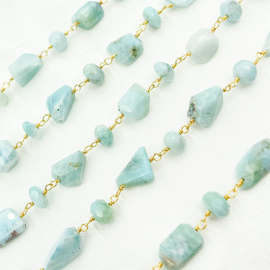 Larimar Gold Plated Wire Chain