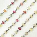 Load image into Gallery viewer, Multi Sapphire Pink Smooth Oxidized Wire Chain.