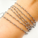 Load image into Gallery viewer, Coated Labradorite Oxidized Wire Chain.