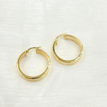 Load image into Gallery viewer, 14K Solid Gold Hollow Flat Hoop with Roman Numbers