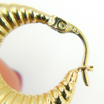 Load image into Gallery viewer, 14K Solid Gold Chunky Croissant Hoop