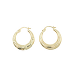 Load image into Gallery viewer, 14K Solid Gold Chunky Flower Engraved Hoop