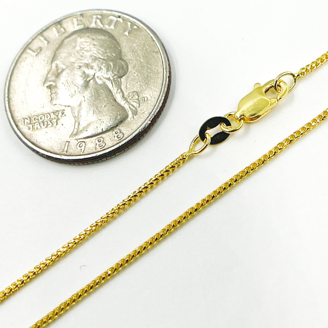 14K Solid Gold Diamond Cut Marina Chain