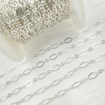 Load image into Gallery viewer, 738FSS. 925 Sterling Silver Flat Oval and Round Link Chain