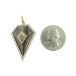 Load image into Gallery viewer, 925 Sterling Silver Black Rhodium with Diamonds Shield Shape Charm.