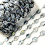Load image into Gallery viewer, Coated Labradorite Hexagon Shape Bezel Oxidized Wire Chain