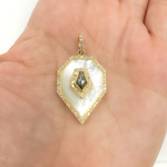 Load image into Gallery viewer, 14K Solid Gold Diamonds and Mother Pearl Stone Charm