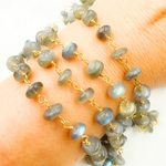 Load image into Gallery viewer, Labradorite Smooth Gold Plated Wire Chain