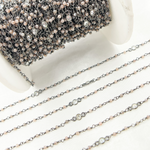 Load image into Gallery viewer, Coated Peach Moonstone & CZ Oxidized Wire Chain.