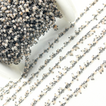 Load image into Gallery viewer, Coated Peach Moonstone Cluster Dangle Oxidized Wire Chain.