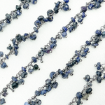 Load image into Gallery viewer, Dyed Blue Sapphire Cluster Dangle Gold Plated Wire Chain