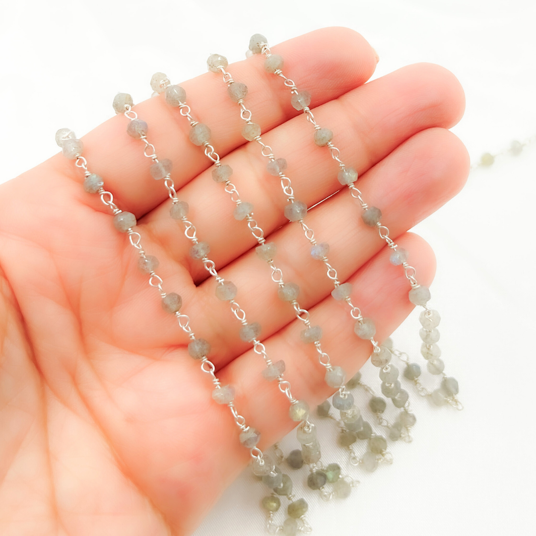 Labradorite 925 Sterling Silver Wire Chain