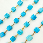 Load image into Gallery viewer, Turquoise Cube Shape Gold Plated Wire Chain